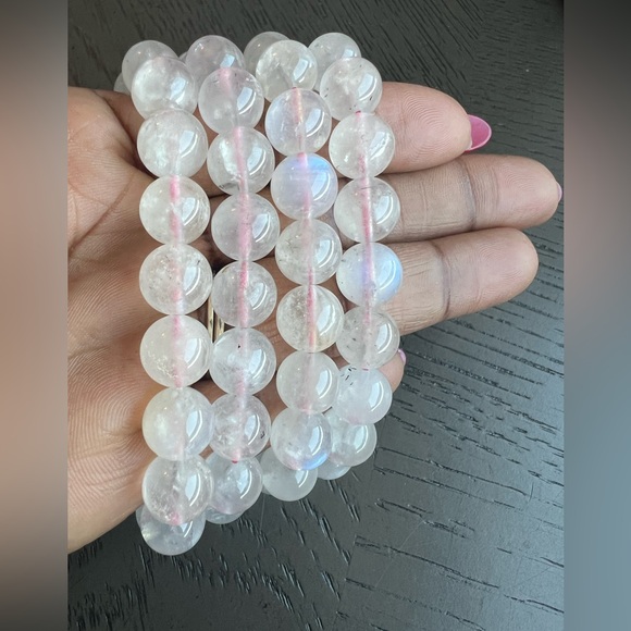 (ONE) Pink moonstone bracelet 9mm SIZE 6.5’ - Picture 3 of 3